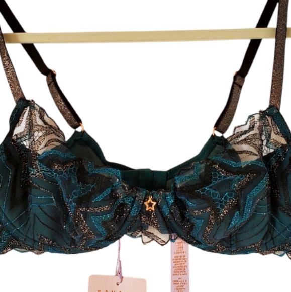 New Savage X Fenty Shining Star Half Cup Plunge Wildflower Blue Size 36C NWT - Picture 2 of 11